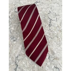 Luigi Borrelli Napoli Silk Neck Tie Made in Italy Maroon Red Pink Stripes JP
